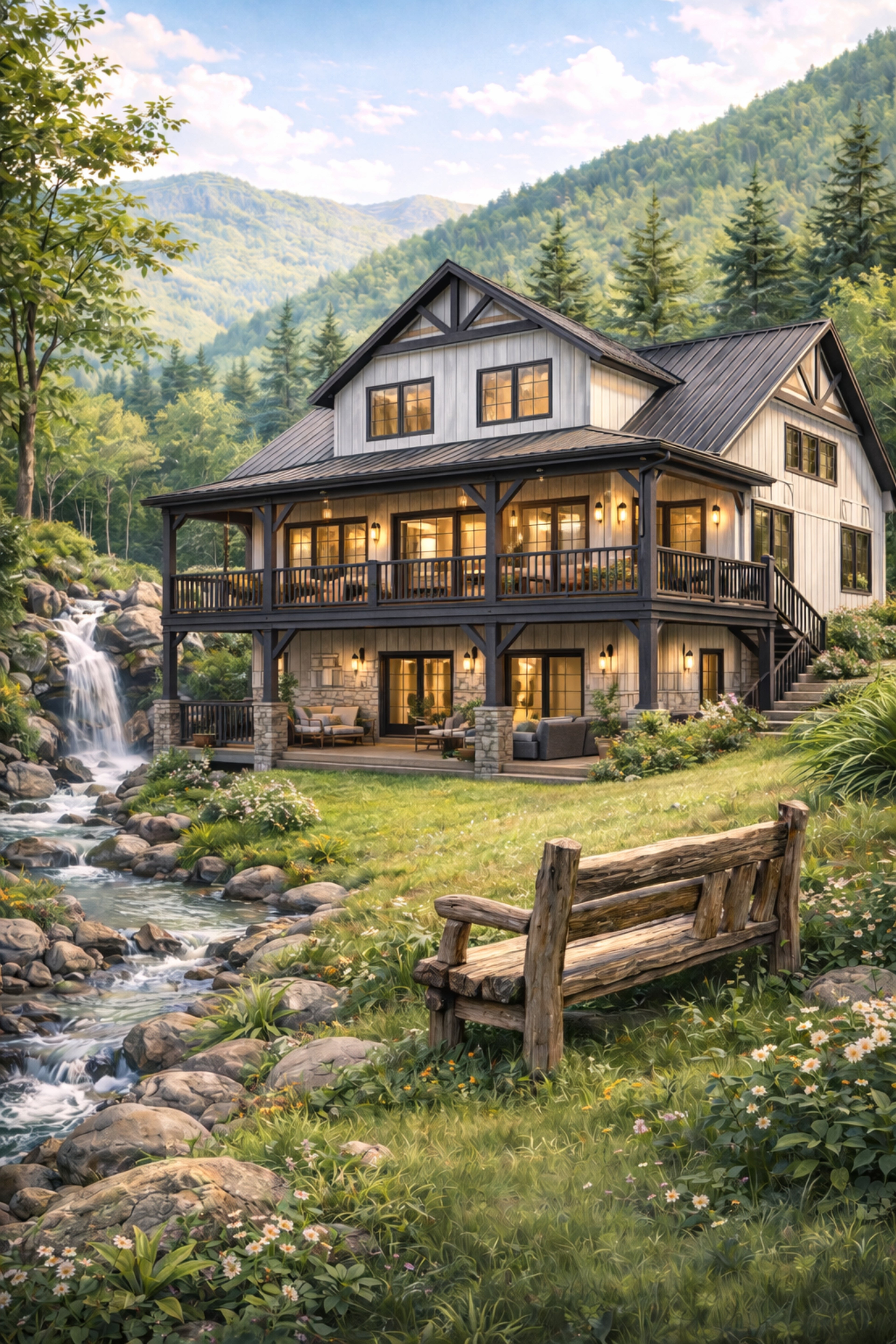 Mountain Farmhouse Retreat – Creekside Modern Rustic Wall Art