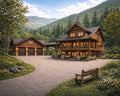 Mountain Lodge Estate – Rustic Luxury Cabin Wall Art