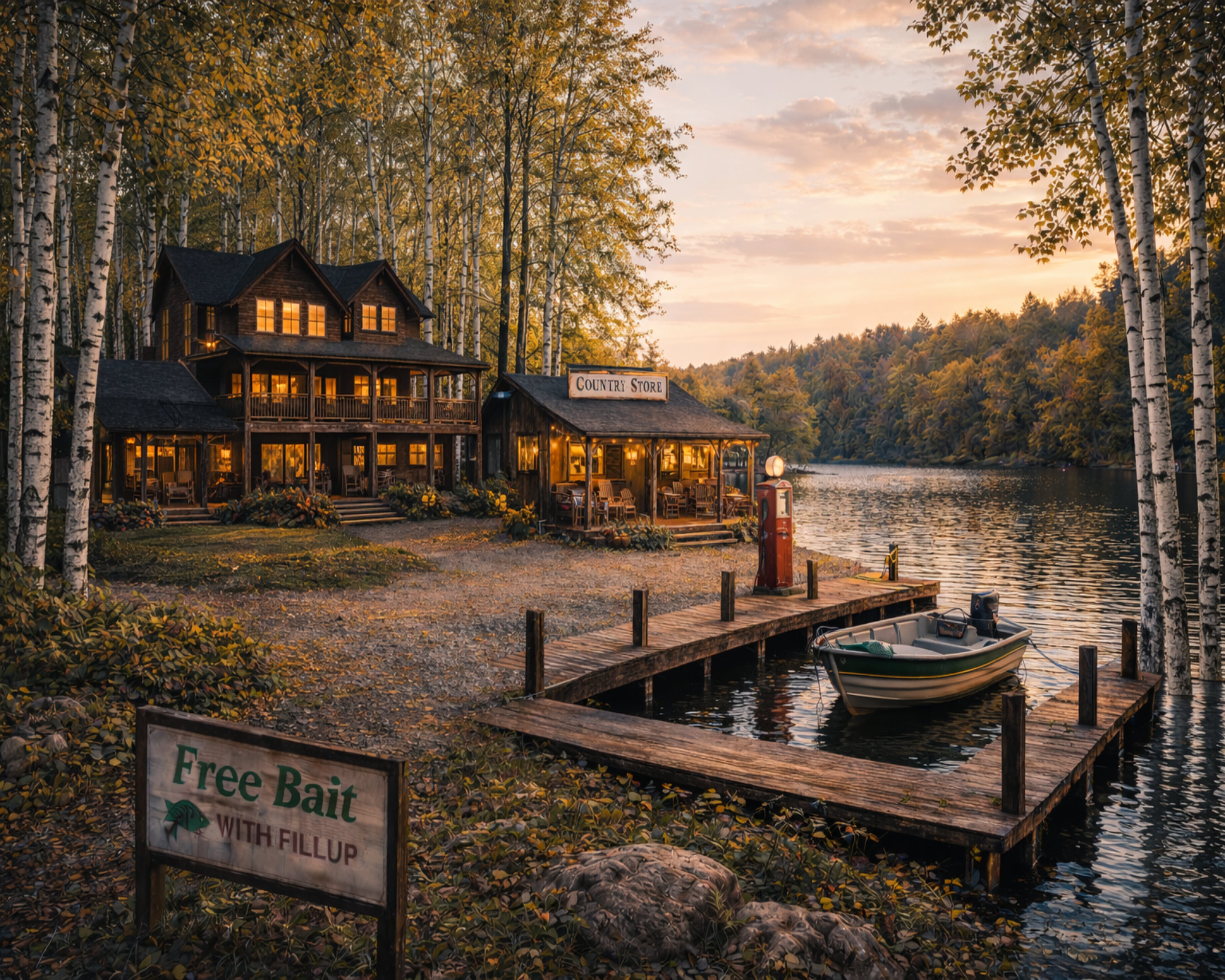 Lakeside Country Store – Cozy Autumn Cabin Wall Art (Digital Download)