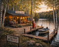 Lakeside Country Store – Cozy Autumn Cabin Wall Art