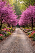Blossom Garden Path Wall Art – Romantic Pink Tree Landscape Print