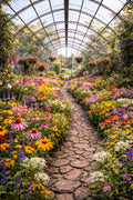 Wildflower Greenhouse Path – Vibrant Botanical Wall Art (Digital Download)