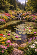 Lily Pond Wildflower Creek – Serene Nature Wall Art