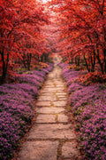 Crimson Maple Path – Autumn Garden Walk Wall Art (Digital Download)