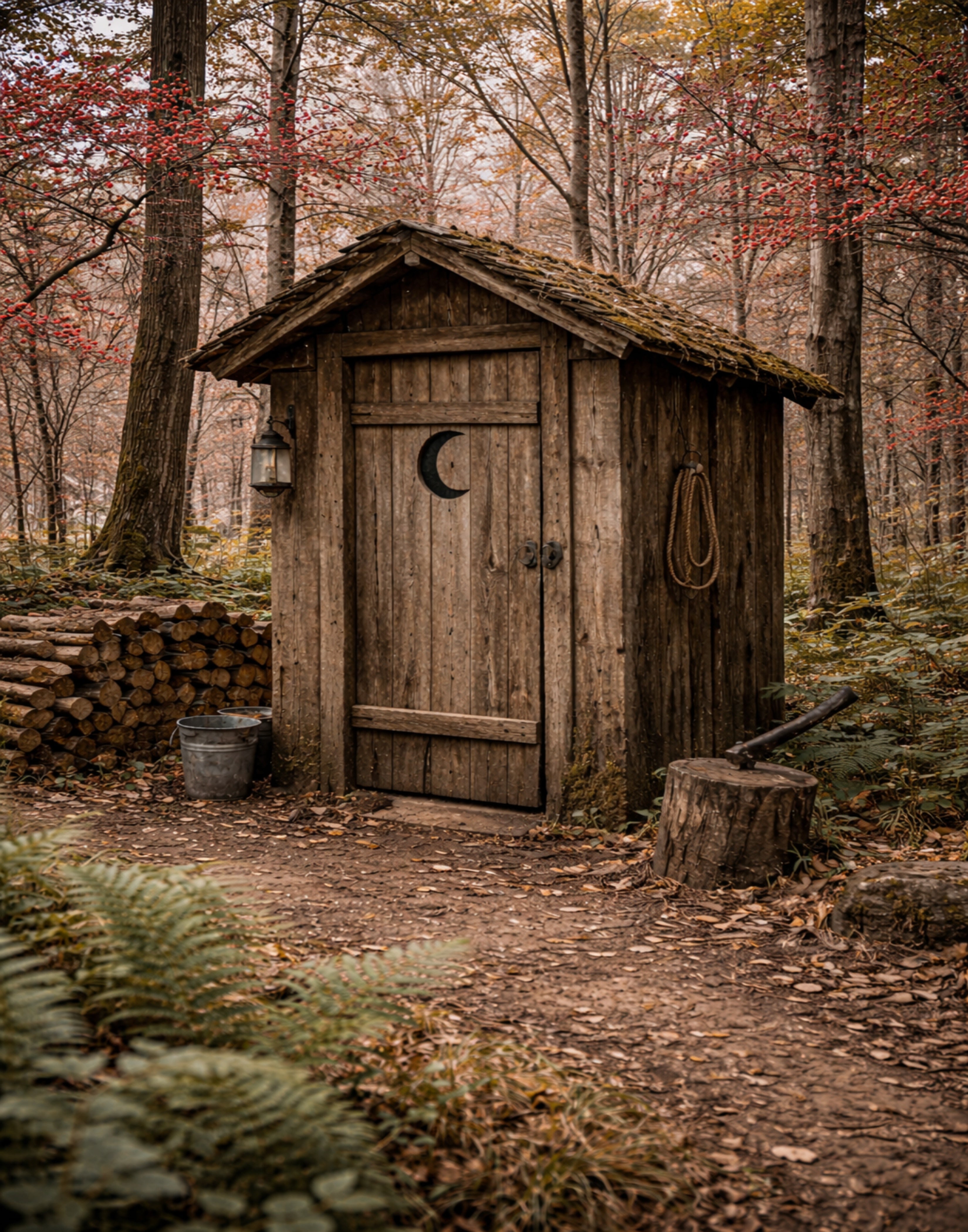 Rustic Woodland Outhouse – Cozy Cabin Farmhouse Wall Art