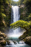 Majestic Forest Waterfall – Serene Nature Wall Art