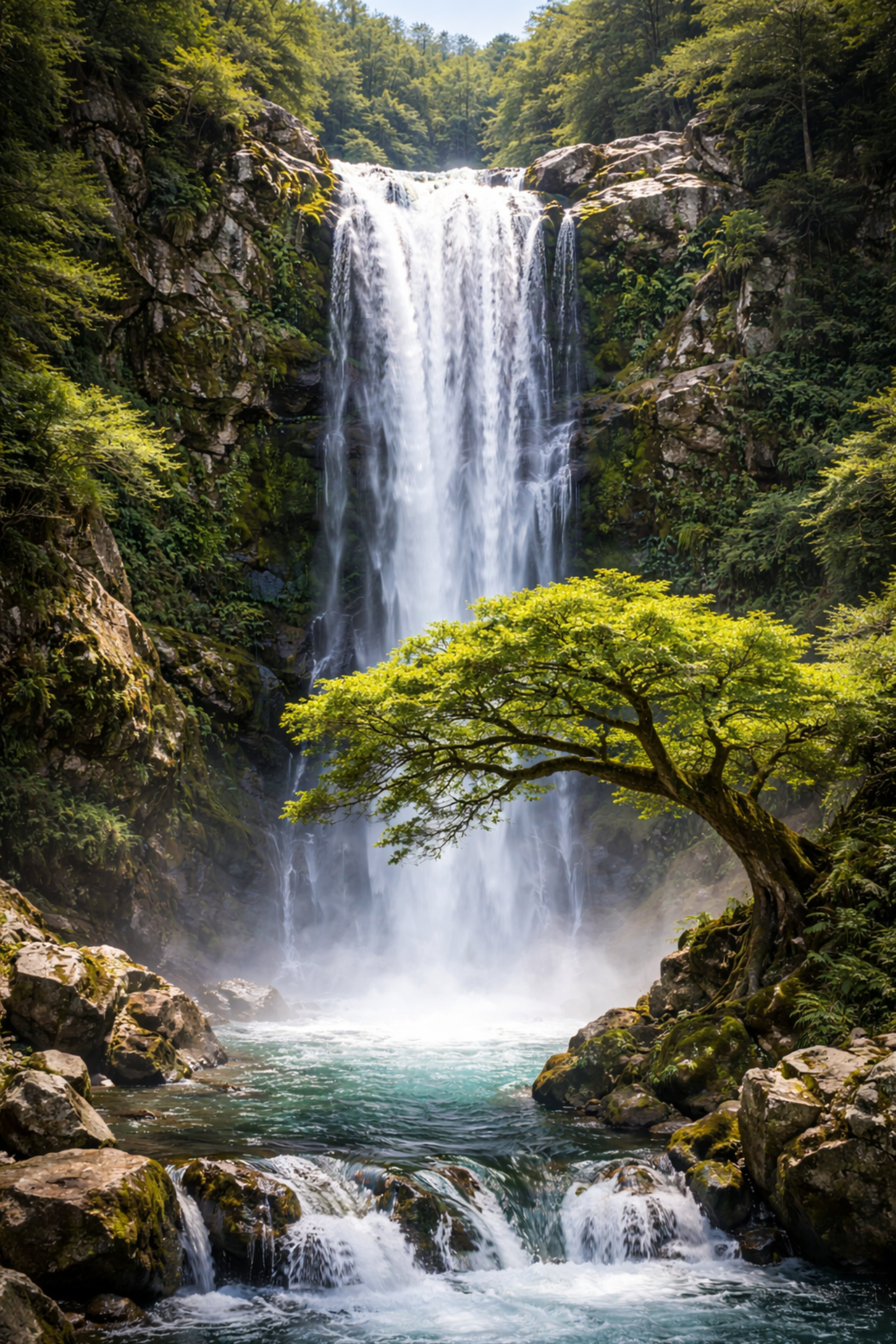 Majestic Forest Waterfall – Serene Nature Wall Art
