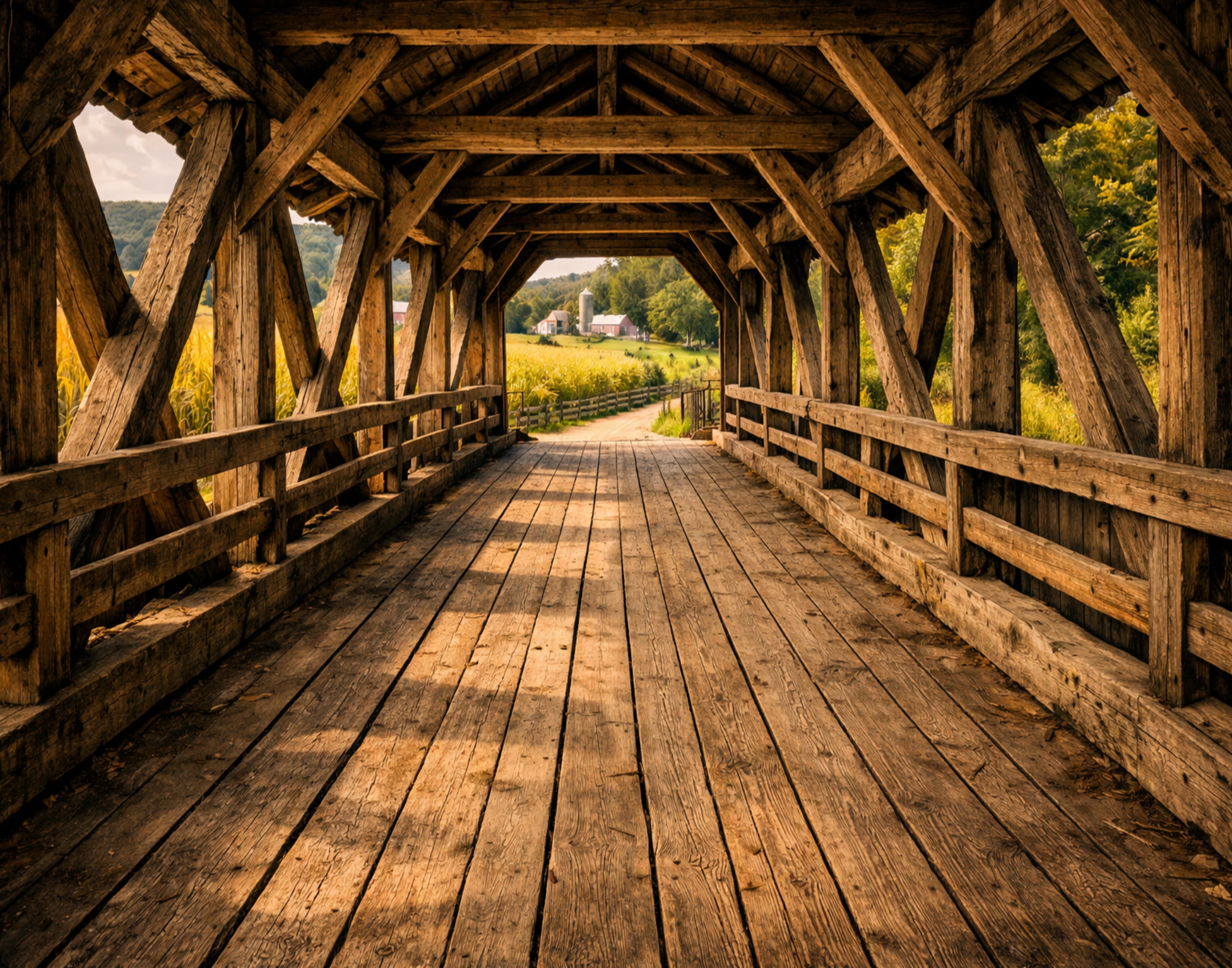 Rustic Covered Bridge – Timeless Country Farm Landscape Wall Art (Digital Download)