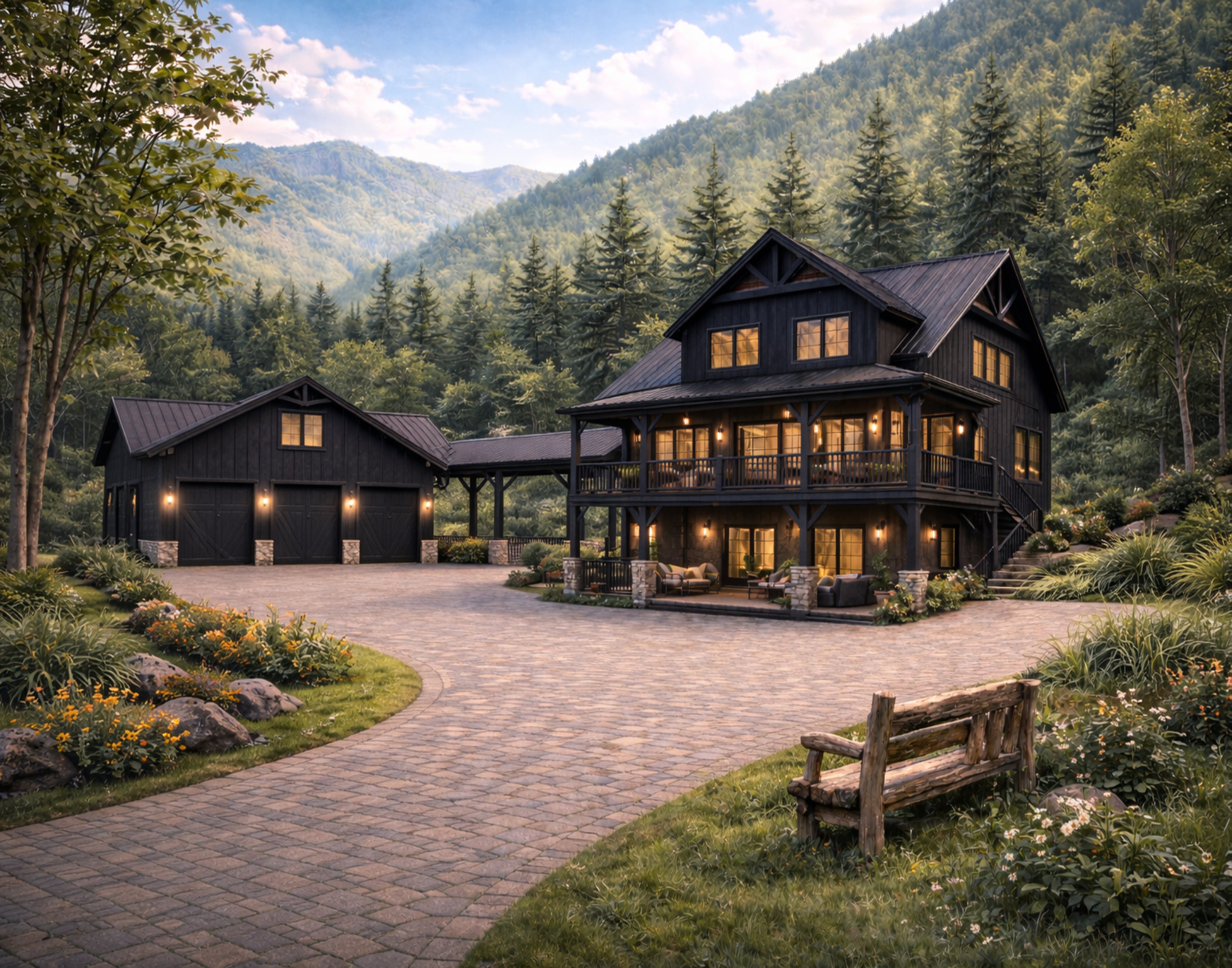 Modern Mountain Estate – Luxury Cabin Retreat Wall Art (Digital Download)