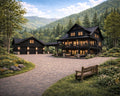 Mountain Farmhouse Estate – Modern Rustic Lodge Wall Art