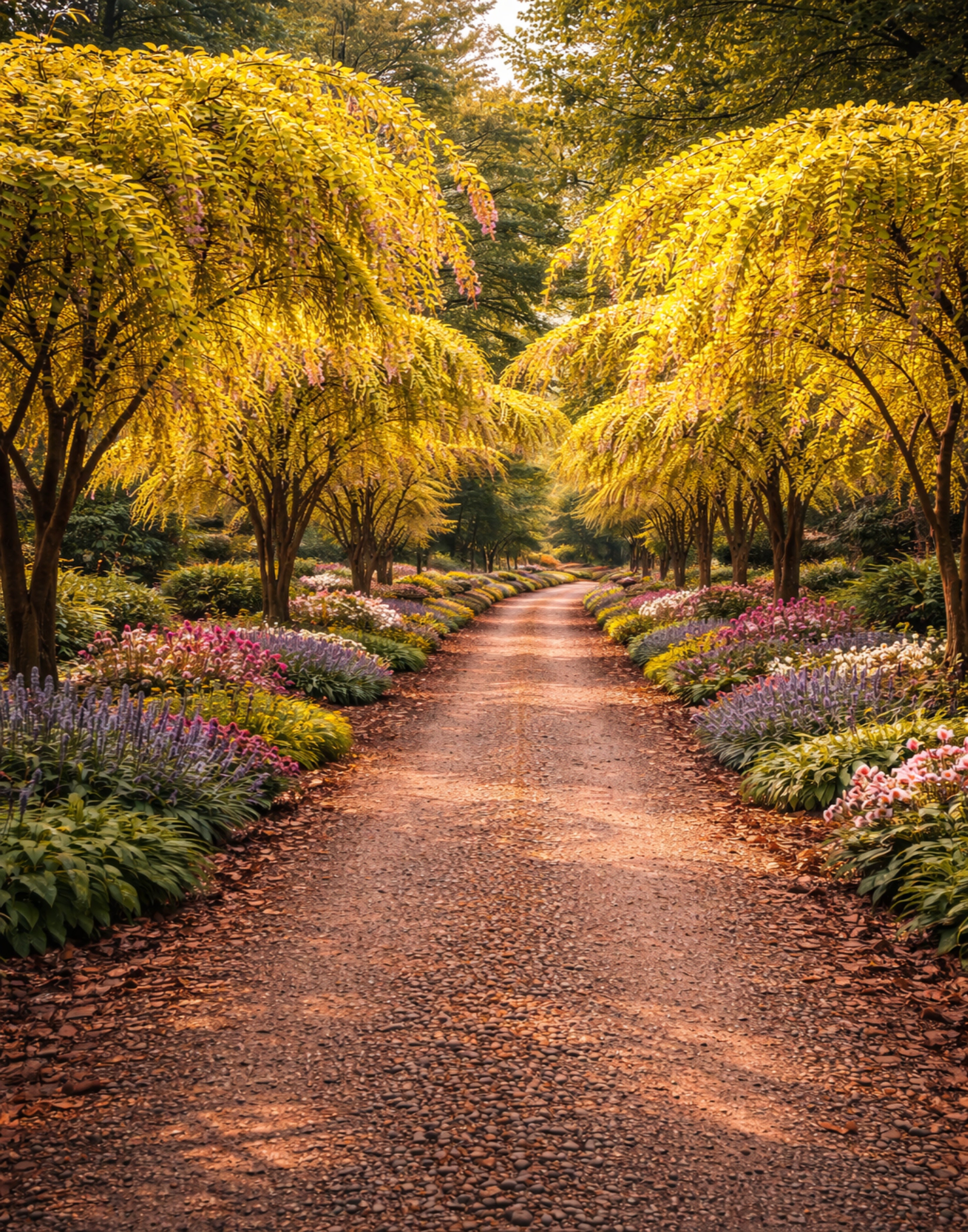 Golden Garden Path – Serene Nature Wall Art